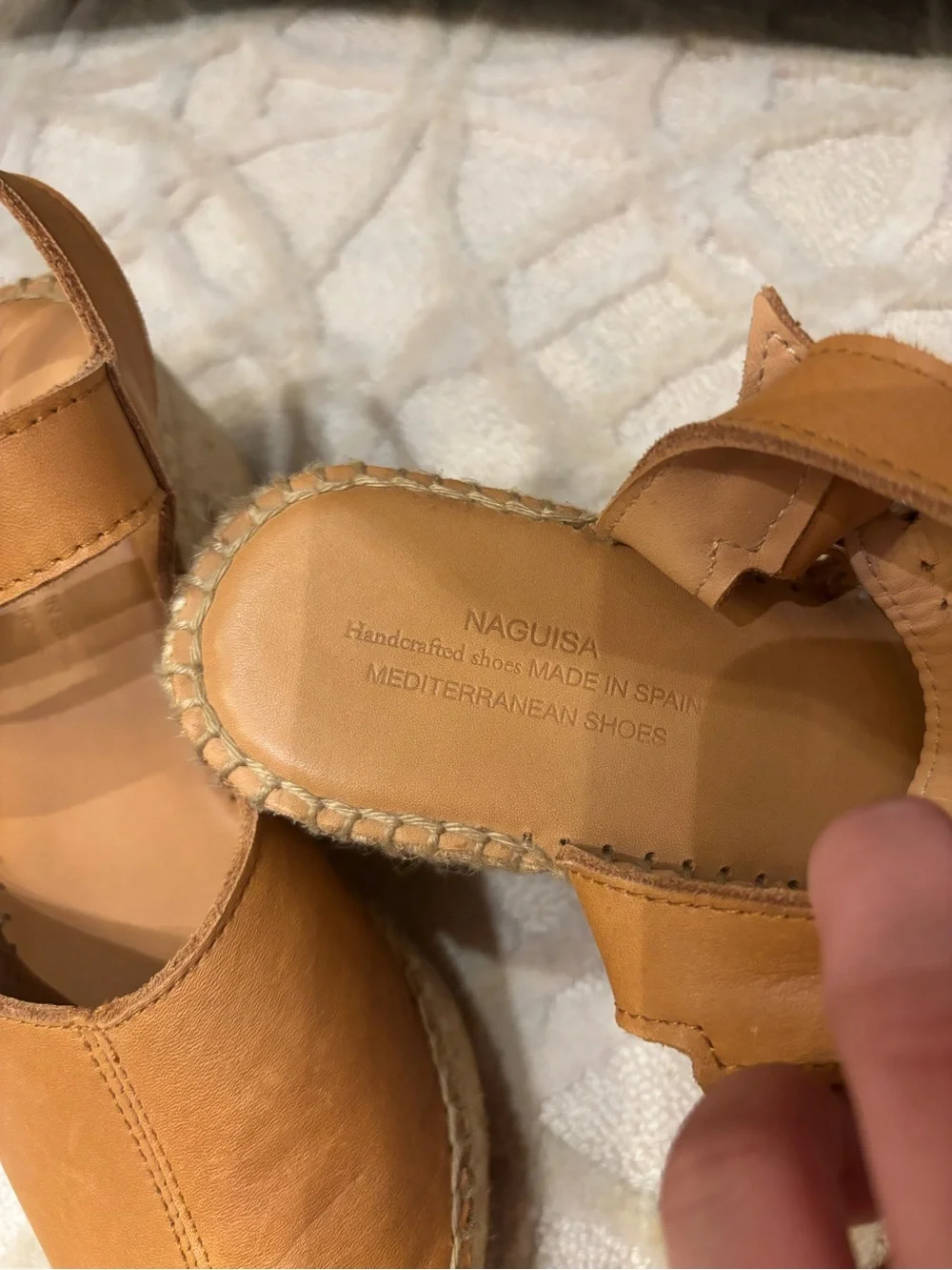 NIB Naguisa Fumarola Tan Leather Espadrille Slingback Sandals